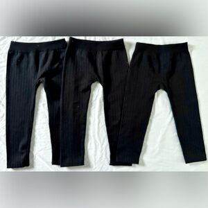 Faded Glory Girls Black Ribbed Leggings Lot of 3 Size 4–6X Stretch Pull On